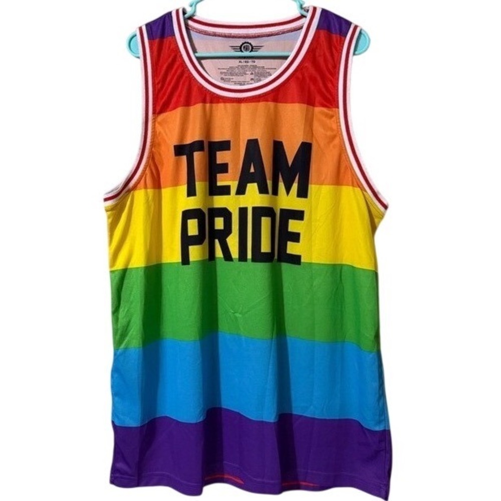 MAD Engine Men's XL Rainbow Team Pride Love Wins Basketball Jersey 21.5" P2P